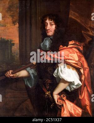 Prinz Rupert vom Rhein, Herzog von Cumberland (1619-1682), deutsch-englischer Armeeoffizier, Admiral, Wissenschaftler und Kolonialgouverneur, Porträtmalerei von Atelier von Sir Peter Lely, 1666-1671 Stockfoto