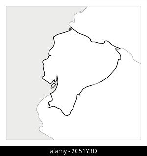 Karte von Ecuador schwarz dicke Umrisse mit Nachbarländern hervorgehoben. Stock Vektor