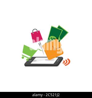 Smartphone mobile Zahlung Logo Design Vektor. Mobile Zahlungsart Illustration Stock Vektor