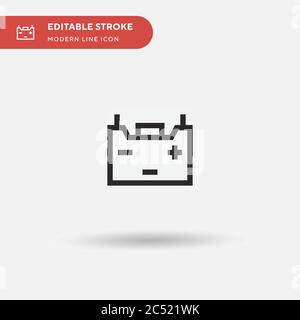 Einfaches Vektorsymbol für Autobatterie. Illustration Symbol Design Vorlage für Web mobile UI Element. Perfekte Farbe modernes Piktogramm auf bearbeitbaren Strich. Auto-Batterie-Symbole für Ihr Business-Projekt Stock Vektor