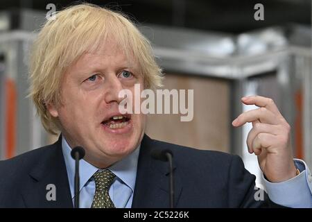 Premierminister Boris Johnson hielt eine Rede während eines Besuchs am Dudley College of Technology in Dudley, sagte er, er werde in die Fußstapfen von Präsident Franklin D. Roosevelt treten, Die WHO führte die USA in den 1930er Jahren aus der Großen Depression heraus, indem sie in Infrastrukturprojekte investierte, um die Erholung des Landes von der Coronavirus-Pandemie anzuregen. Stockfoto