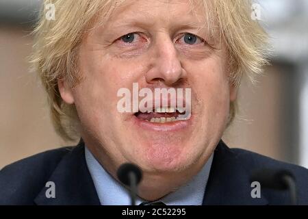 Premierminister Boris Johnson hielt eine Rede während eines Besuchs am Dudley College of Technology in Dudley, sagte er, er werde in die Fußstapfen von Präsident Franklin D. Roosevelt treten, Die WHO führte die USA in den 1930er Jahren aus der Großen Depression heraus, indem sie in Infrastrukturprojekte investierte, um die Erholung des Landes von der Coronavirus-Pandemie anzuregen. Stockfoto