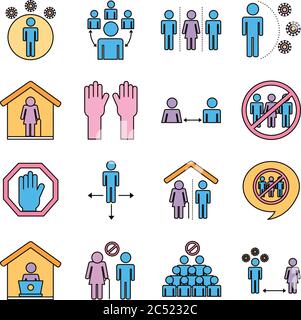Bündel von Abstand sozialen Set Symbole Vektor Illustration Design Stock Vektor
