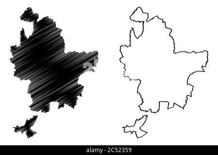 Lyon Metropolis Department (Frankreich, Französische Republik, Auvergne-Rhone-Alpes Region, ARA) Karte Vektorgrafik, Skizze Scribble Grand Lyon Karte Stock Vektor