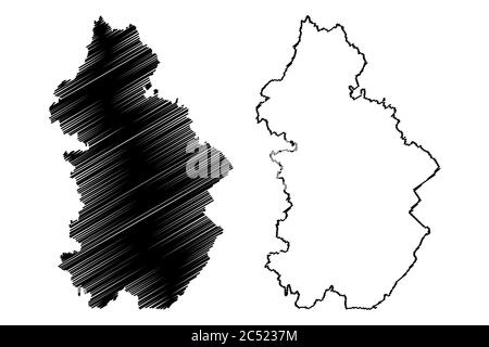 Jura Department (Frankreich, Französische Republik, Bourgogne-Franche-Comte Region, BFC) Karte Vektorgrafik, Skizze Jura Karte Stock Vektor