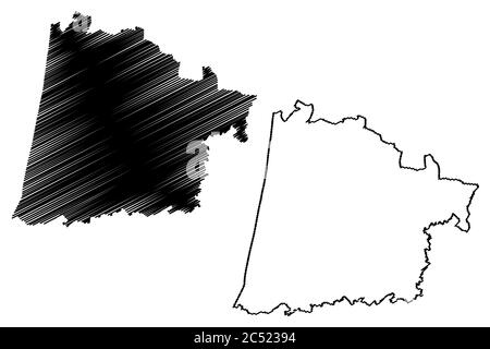 Departamento Landes (Frankreich, Frankreich, Frankreich, Region Nouvelle-Aquitaine) Karte Vektorgrafik, Skizze Lanas Karte Stock Vektor
