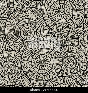 Vektor dekorative Kritzeleien Nahtloses Muster Stock Vektor