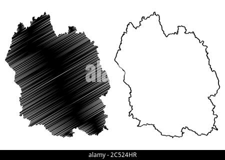 Lozere Department (Frankreich, Frankreich, Frankreich, Okzitanien oder Okzitanien Region) Karte Vektorgrafik, Skizze Kritzelei Losera Karte Stock Vektor