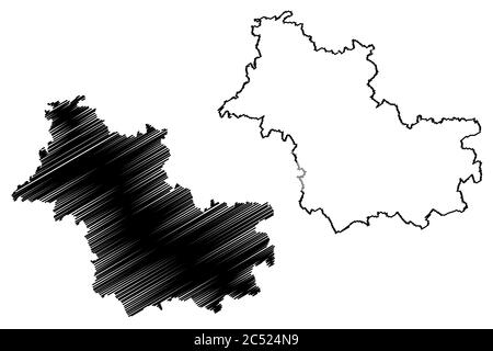 Loir-et-Cher Department (Frankreich, Französische Republik, Centre-Val de Loire Region) Karte Vektorgrafik, Skizze Skizze Loir et Cher Karte Stock Vektor