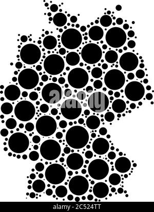 Deutschland Karte Mosaik von Kreisen in verschiedenen Größen. Schwarz gestrichelte Vektorkarte auf weißem Hintergrund. Stock Vektor