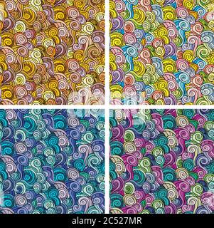 Kurven und Locken Muster gesetzt. Stock Vektor