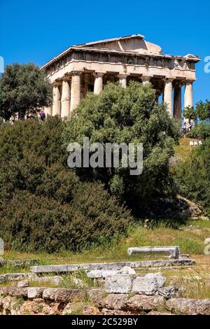 Athen, Attika / Griechenland - 2018/04/02: Antiker Tempel des Hephaistus, Hephaisteion, in Athener Agora archäologischen Bereich Stockfoto