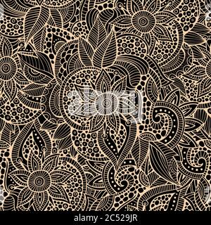 Skizzenhafte Kritzeleien dekorativ floral ornamental nahtloses Muster Stock Vektor