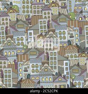 Nahtlose Muster Stadthäuser Stock Vektor