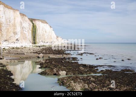 Der Undercliff Walk, der Teil des Seahaven Coastal Trail in Sussex, Großbritannien, ist Stockfoto