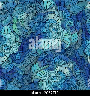 Vektor Wellen dekorative Kritzeleien nahtlose Muster Stock Vektor