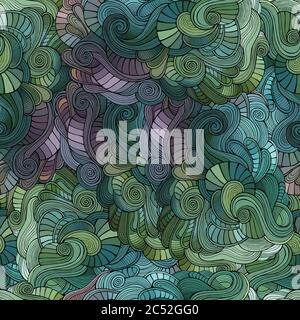 Vektor Wellen dekorative Kritzeleien nahtlose Muster Stock Vektor