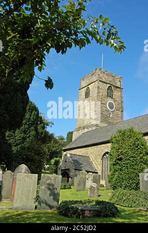 St. Petroc's Church Padstow North Cornwall. Ort des Priorats von St. Petroc.das umliegende Land war eine Klosteranlage. Hier könnte man ein Heiligtum beanspruchen. Stockfoto