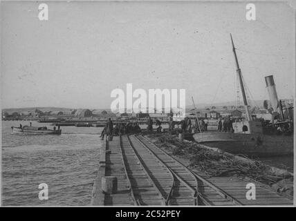 Einweihung der cheminischen à Mikra 29 mars 1917 1pont construits par le génie français. Stockfoto