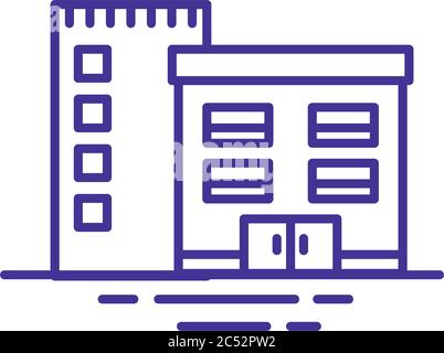 Gebäude Konstruktionen Fassaden Stadt Linie Stil Ikonen Vektor Illustration Design Stock Vektor