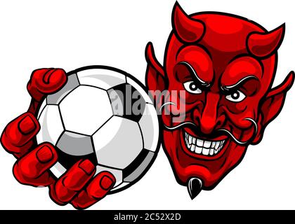 Teufel Fußball Fußball Ball Sport Maskottchen Cartoon Stock Vektor