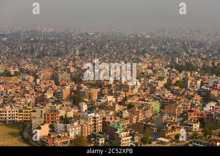 Luftbild bei Sonnenuntergang, Kathmandu, Nepal Stockfoto