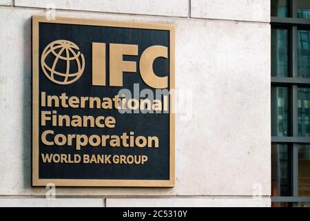 Unterzeichnen Sie außerhalb der International Finance Corporation, IFC, Teil der Weltbank-Gruppe. Stockfoto