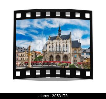 Das Rathaus wurde 1870 im neugotischen Stil erbaut. Es befindet sich am Fischmarkt in Erfurt, Hauptstadt von Thüringen, Deutschland, Europa Stockfoto