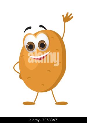 Lustige Kartoffel mit Augen auf weißem Hintergrund. Cartoon lustige Gemüse Zeichen flache Vektor-Illustration Stock Vektor