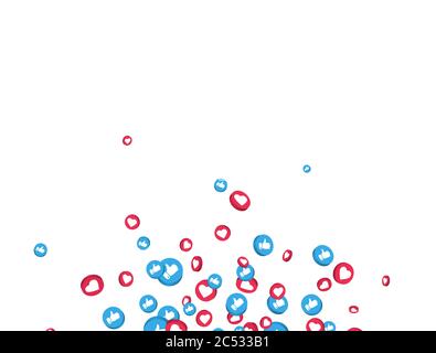 Symbole „Gefällt mir“ und „Daumen hoch“ werden auf weißem Hintergrund angezeigt. Grenze für die Benachrichtigung des Zählers. Social Media-Elemente. symbol für soziale Netzwerke in 3d. Emoji-Vektor Stock Vektor
