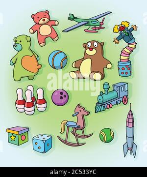 Set von Spielzeug. Vektorgrafik. Stock Vektor