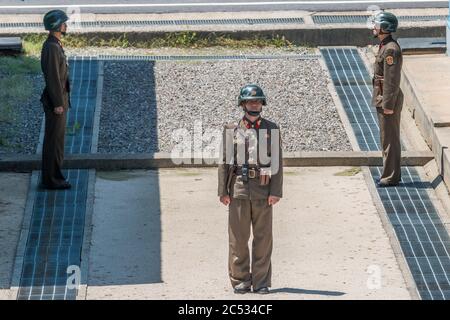 Der Gemeinsame Sicherheitsraum von der nordkoreanischen Seite, Panmunjom, Nordkorea Stockfoto