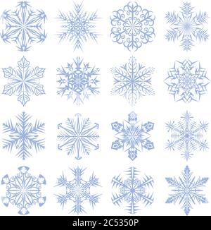 Set von Schneeflocken Design. Winter Icons Kollektion. Vektorgrafik. Stock Vektor