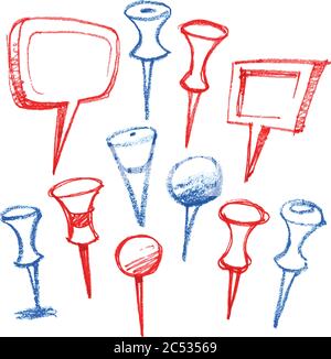 Handgezeichnete Kartenzeiger. Stock Vektor