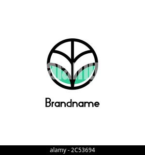 Modernes Logo für Umwelt und Landwirtschaft, Naturpflanzen-Ikone auf Kreis-Design-Konzept, einfaches und minimalistisches Logo-Design. Stock Vektor