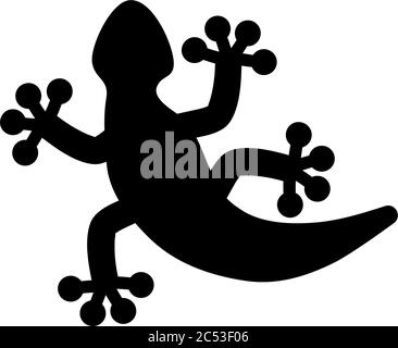 Gecko Tattoo, Lizard Reptile, Salamander. Abbildung des Symbols für flache Vektorgrafik. Einfaches schwarzes Symbol auf weißem Hintergrund. Gecko Tattoo, Lizard Salamander Zeichen Stock Vektor