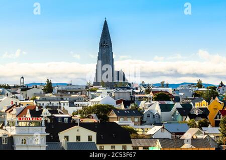 Architektur in Reykjavik, Blick von oben, Island Stockfoto