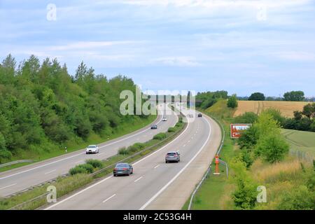 Juni 28 2020 Dresden, Deutschland: Autobahn A17 von Dresden nach Prag Stockfoto