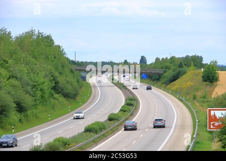 Juni 28 2020 Dresden, Deutschland: Autobahn A17 von Dresden nach Prag Stockfoto