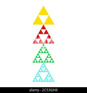 Golden triforce geometrisches Dreieck Power Symbol in vier Farben. T-Shirt oder Poster Design Stock Vektor