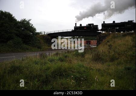 '1054' und '49395' in Doppelrichtung in der Nähe von Big Pit. Stockfoto