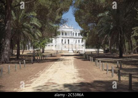 Pfad zum Acebron Palast im Donana Nationalpark in El Rocío, Huelva, Spanien Stockfoto