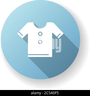 T-Shirt blau flach Design lange Schatten Glyphe Symbol Stock Vektor