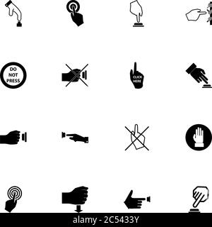 Symbol Schaltflächen - auf beliebige Größe erweitern - auf beliebige Farbe ändern. Perfect Flat Vector enthält Symbole wie Drücken, Druck, Drücken, Klicken, Hand, Finger Stock Vektor