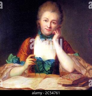 Inconnu Portrait de madame Du Châtelet à sa table de travail détail (château de Breteuil) -002. Stockfoto