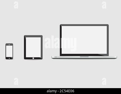 Laptop-Smartphone und Tablet mockup weißen Hintergrund Stock Vektor