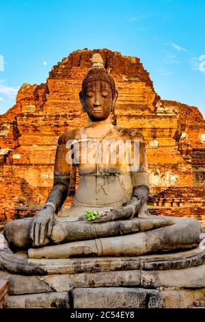 Buddha-Bild im Wat Mahathat, Ayutthaya, Thailand Stockfoto