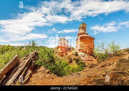 Der berühmte Lighthouse Rock im Palo Duro Canyon State Park, Texas Stockfoto