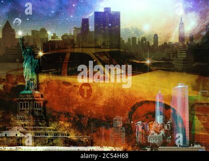 Freiheitsstatue und NYC Stockfoto