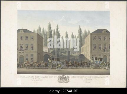 Inhuldiging van Willem den 1sten te Brussel, den 21 September 1815 (trein), Johann Nepomuk Gibèle, naar Denis-Sebastien Leroy, 1825-1826. Stockfoto